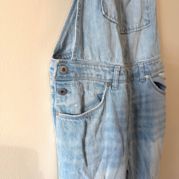 H&M Denim Overalls Long Pants Jean Distressed Knee patch 8 - Picture 3 of 9
